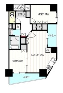 ２ＬＤＫの間取りです。１フロアー２世帯のため角部屋になります。
